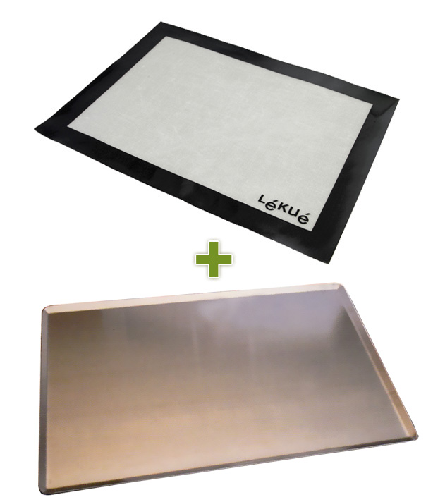 Tapis de cuisson en silicone + plaque à pâtisserie en aluminium Lékué tapis de  cuisson en silicone + plaque à pâtisserie en aluminium tapis de cuisson en  silicone