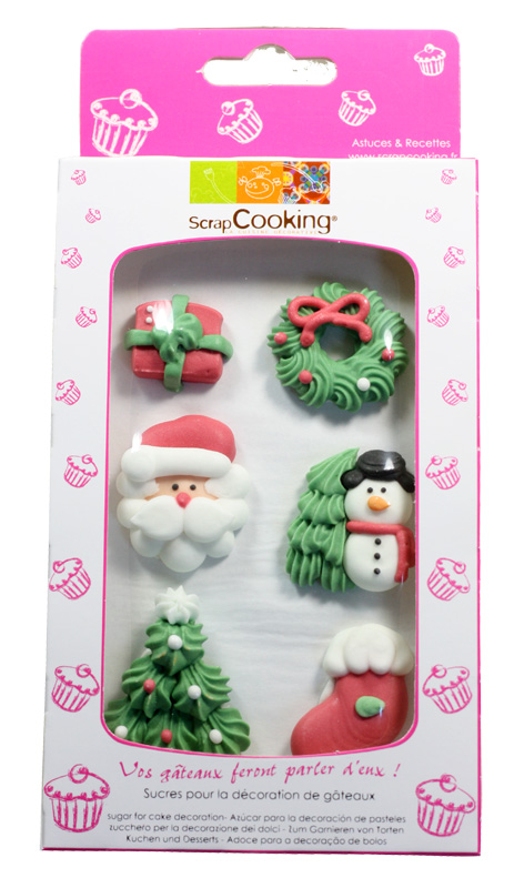 4 Décorations de bûches de Noël Scrapcooking - accessoires pour gâteau.