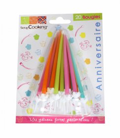 20 bougies d'anniversaire couleurs acidulées