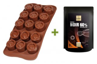 Moule chocolat Vertige + Chocolat noir 60% en pistoles