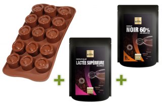 Moule chocolat Vertige + Chocolat de couverture noir + Chocolat de couverture lait