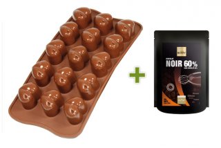 Moule chocolat coeur + chocolat noir de couverture 60%